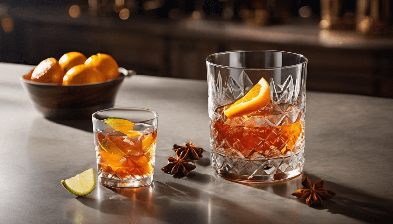 Ein Glas Dos Maderas Old Fashioned Rum.