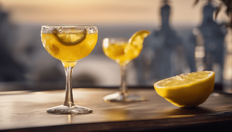 Davidoff XO Cognac - Aromen Explosion 3 Ein Glas Blood Oak Sour garniert mit Zitronen.