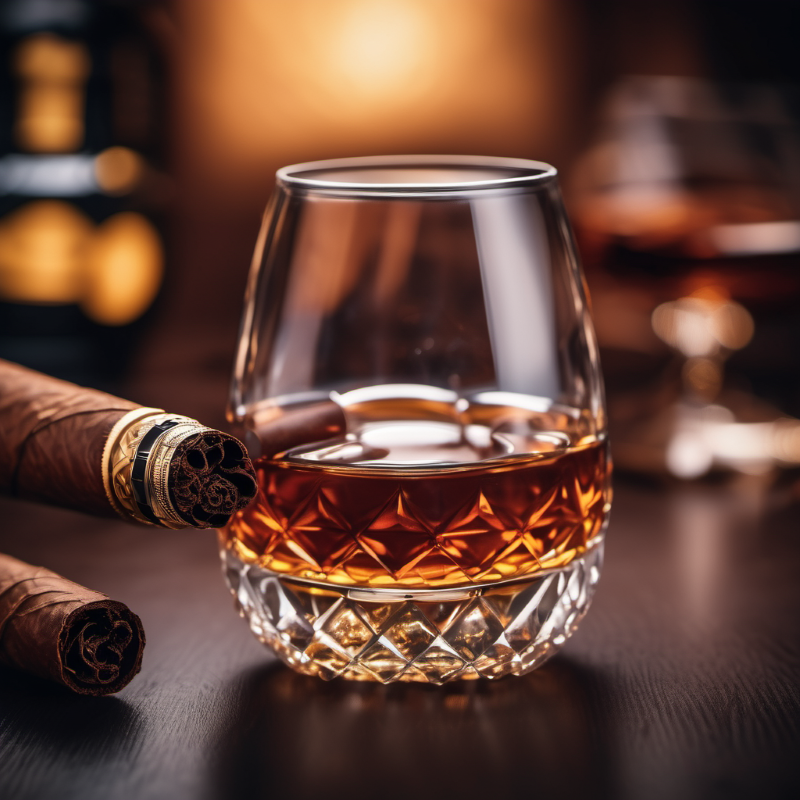 Davidoff XO Cognac - Aromen Explosion 5 Ein Glas Cognac mit einem kubanischen Zigarillo.