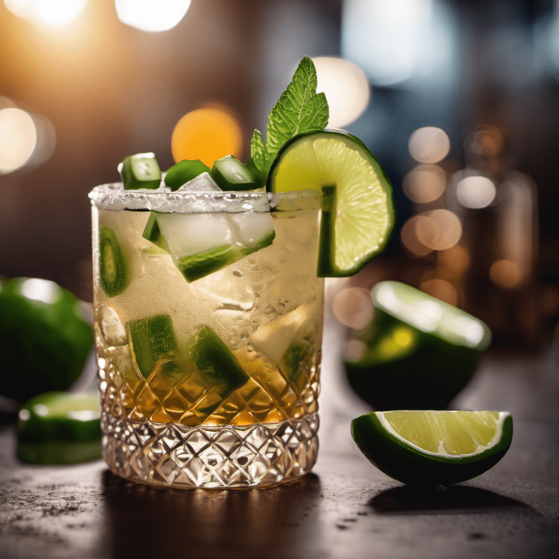 KAH Tequila Reposado oder auch "El Diablo" 3 Ein Glas Tequila Mule mit Limetten und Minze garniert.