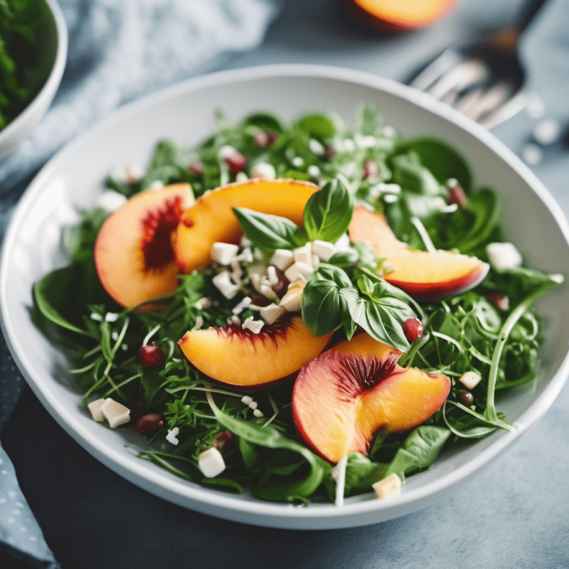 Ein sommerlicher Salat mit Pfirsichen.