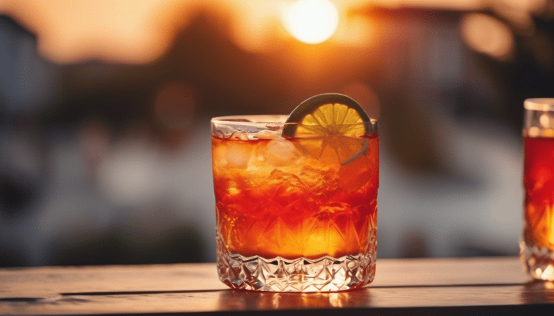 Don Julio 70 Tequila - Entdecke die Magie 4 Ein Glas Tequila Sunrise Reloaded bei Sonnenuntergang.