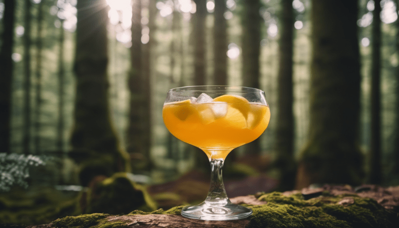 The Macallan Double Cask 12 Years - Tradition & Innovation 4 Ein Glas Macallan Sour Cocktail in einem Wald.
