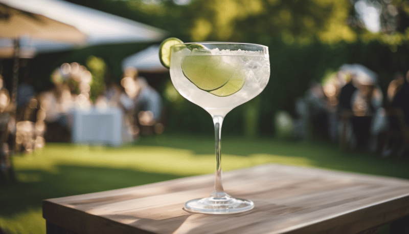 OMG - Oh My Gin - Aus Tschechien direkt ins Glas 5 Ein Glas OMG Gimlet. Im Hintergrund ist eine Gartenparty.