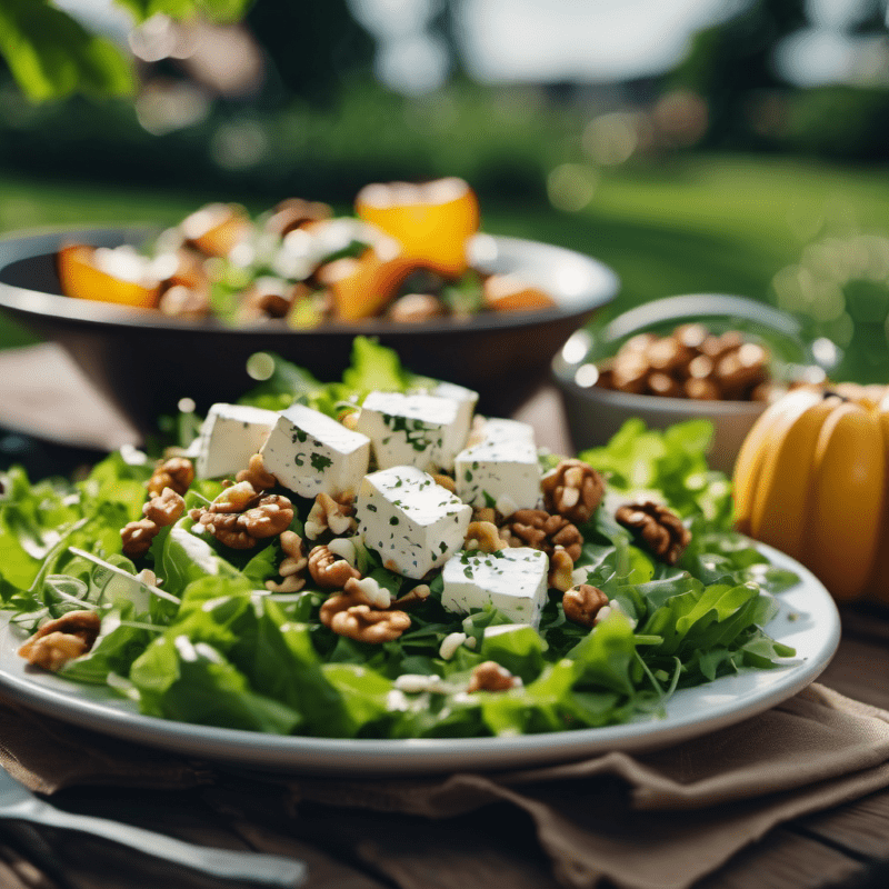 OMG - Oh My Gin - Aus Tschechien direkt ins Glas 7 Ein Teller Salat mit Rucola und Schafskäse, garniert mit Walnüssen.