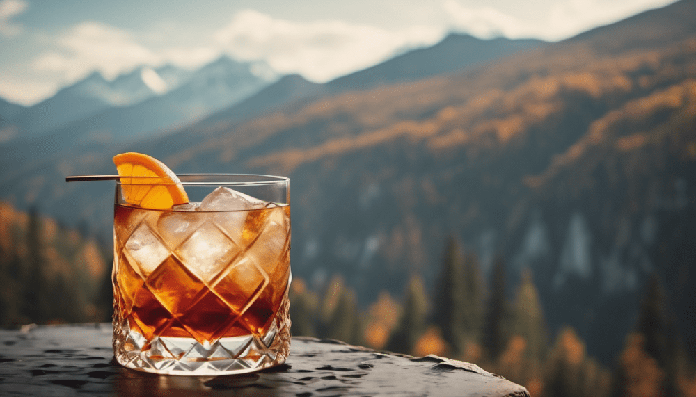 Ein Glas Old Fashioned Cocktail.