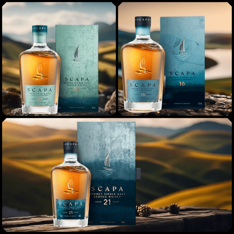 Die drei neuesten Scapas: Scapa 10 Jahre, Scapa 16 Jahre und Scapa 21 Jahre.