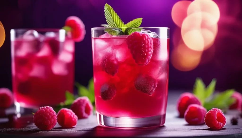 Zwei Gläser des Himbeer-Lavendel-Dream Cocktails