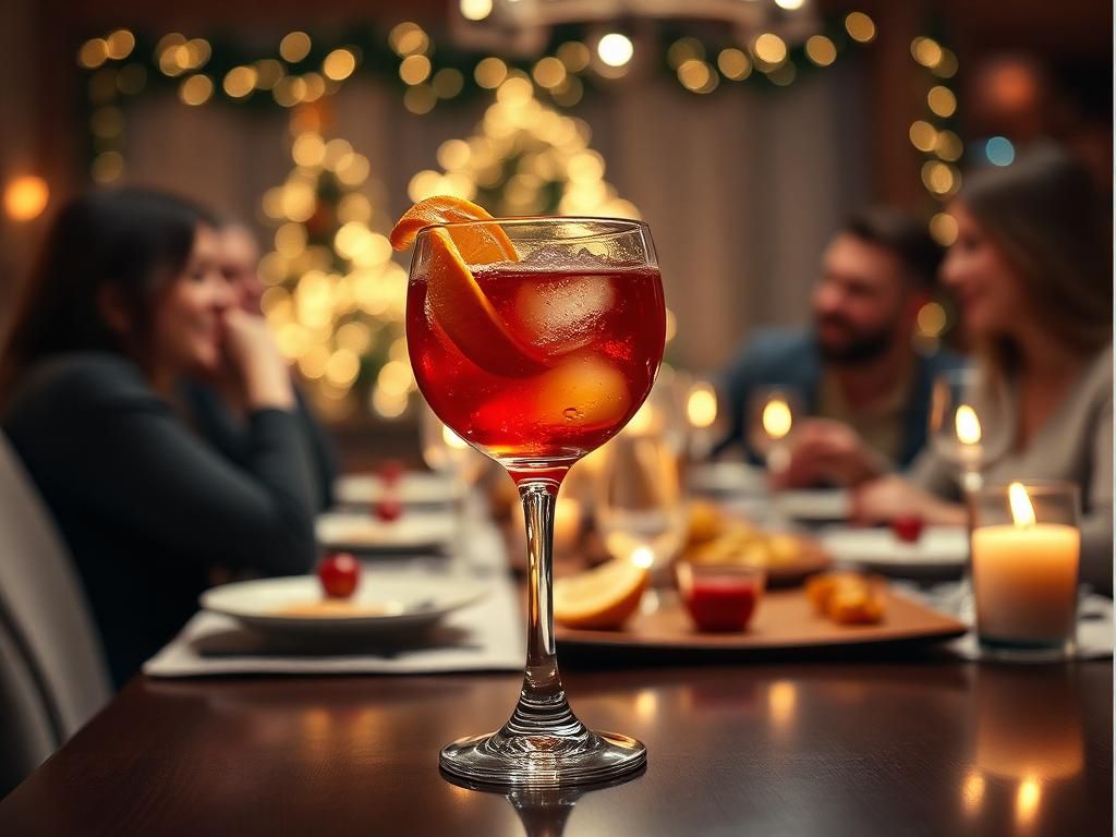 Ein Glas des Winter-Negroni Cocktails.