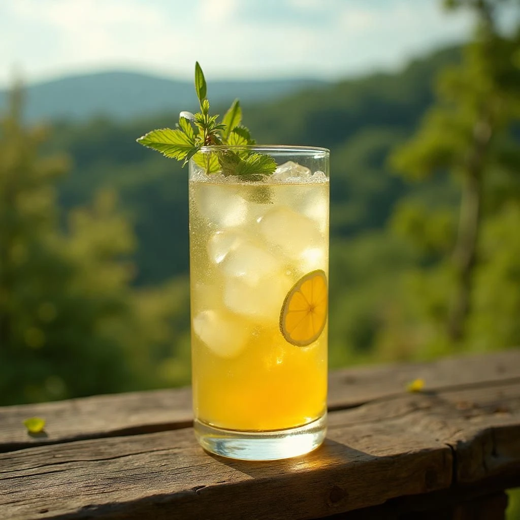 Mocktails mit Charakter 1 Ein Glas des Herbal Spritz Mocktail.