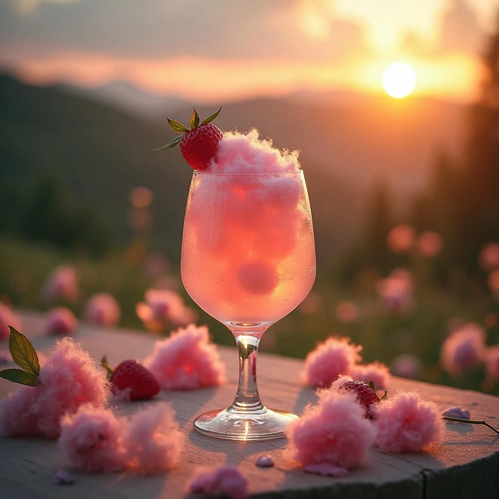 Ein Glas des Sparkling Cotton Candy Love Cocktails.