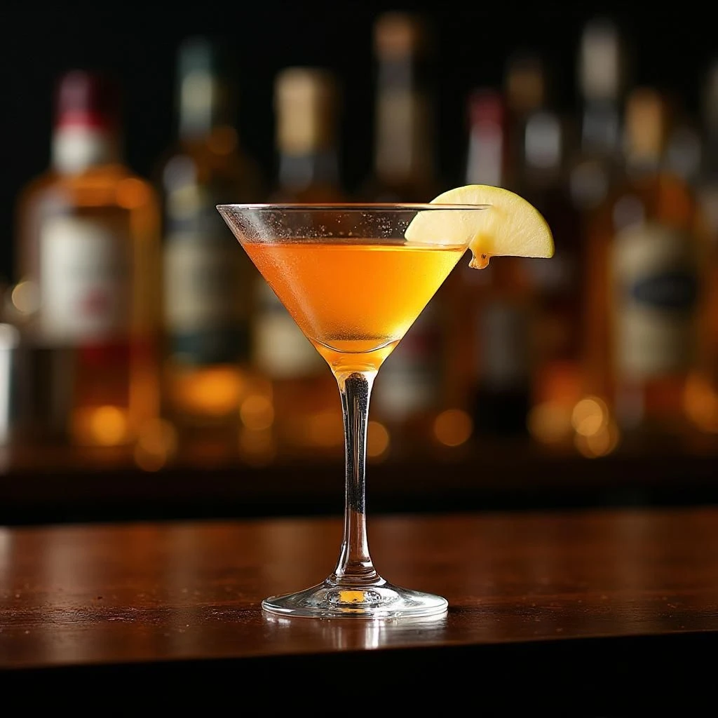 Ein Glas des Empire State Martini Super Bowl Cocktails.