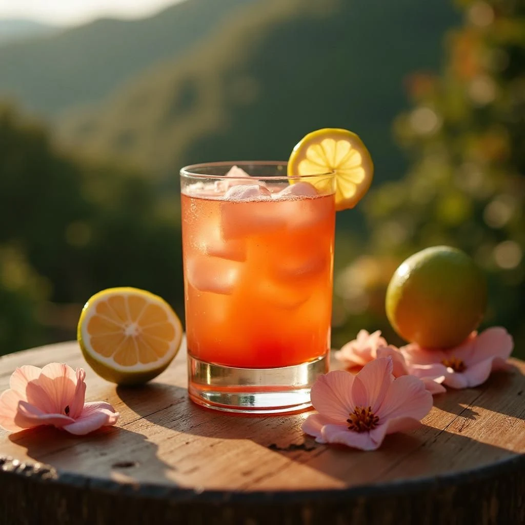 Ein Glas des Passion Punch Valentinstag Cocktail.