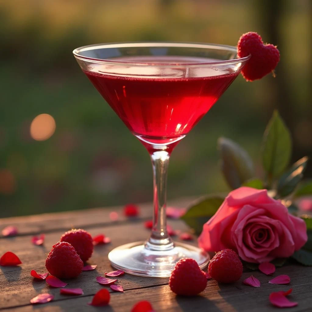 Ein Glas des Red Velvet Martini Cocktails.