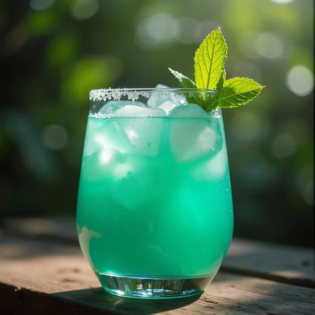 Karneval Drinks 1 Ein Glas des Blue Helau Karneval Drinks.