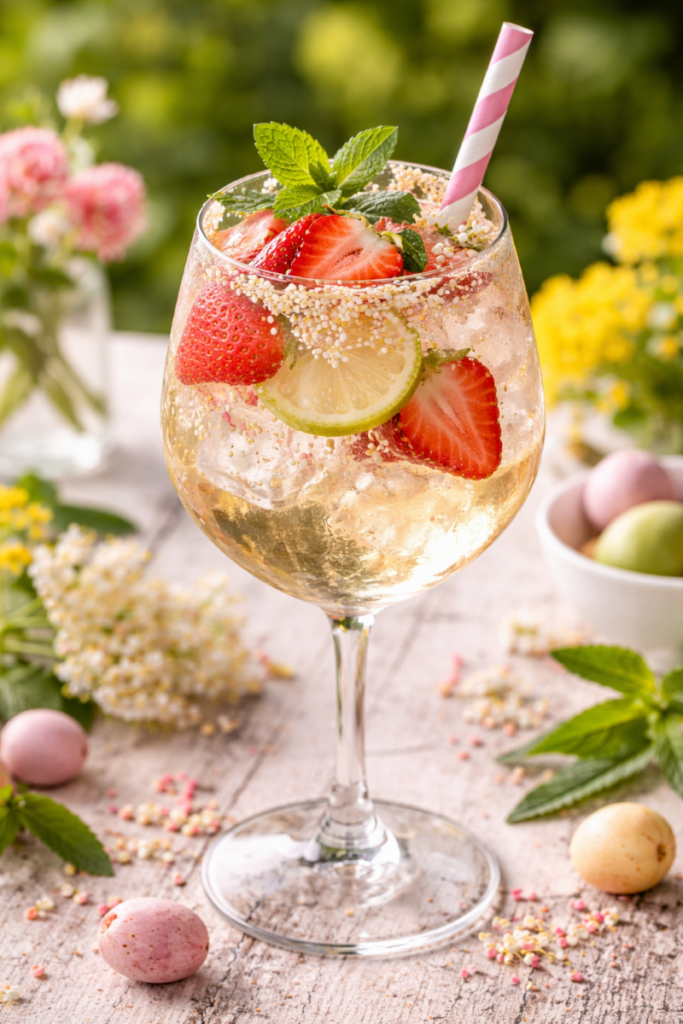 Ein Glas des Frühlingsgefühle Spritz Cocktails.