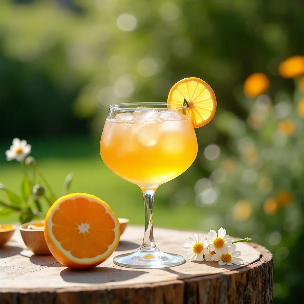 Ein Glas des Holunder Spritz Frühlingscocktails.