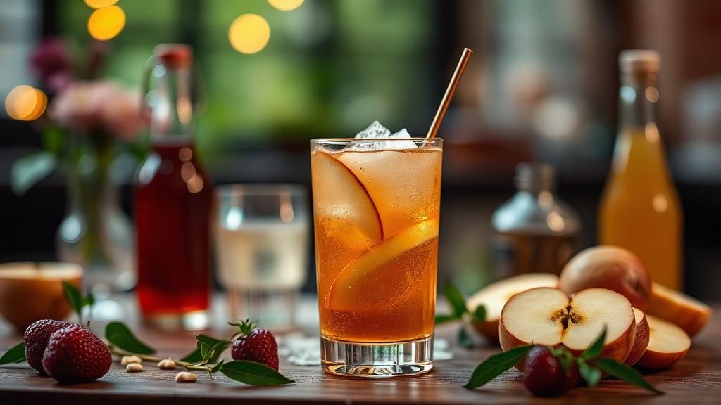 Ein Glas des alkoholfreien Frühlings-Aperitifs "Kombucha Garden".