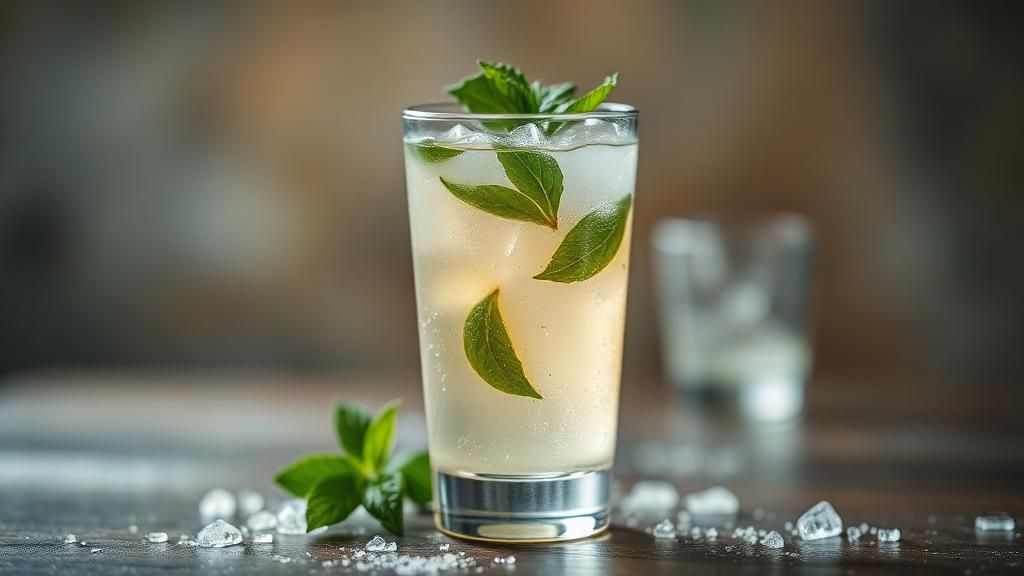 Ein Glas des Kräuter Spritz Zero (alkoholfreier Frühlings-Aperitif).