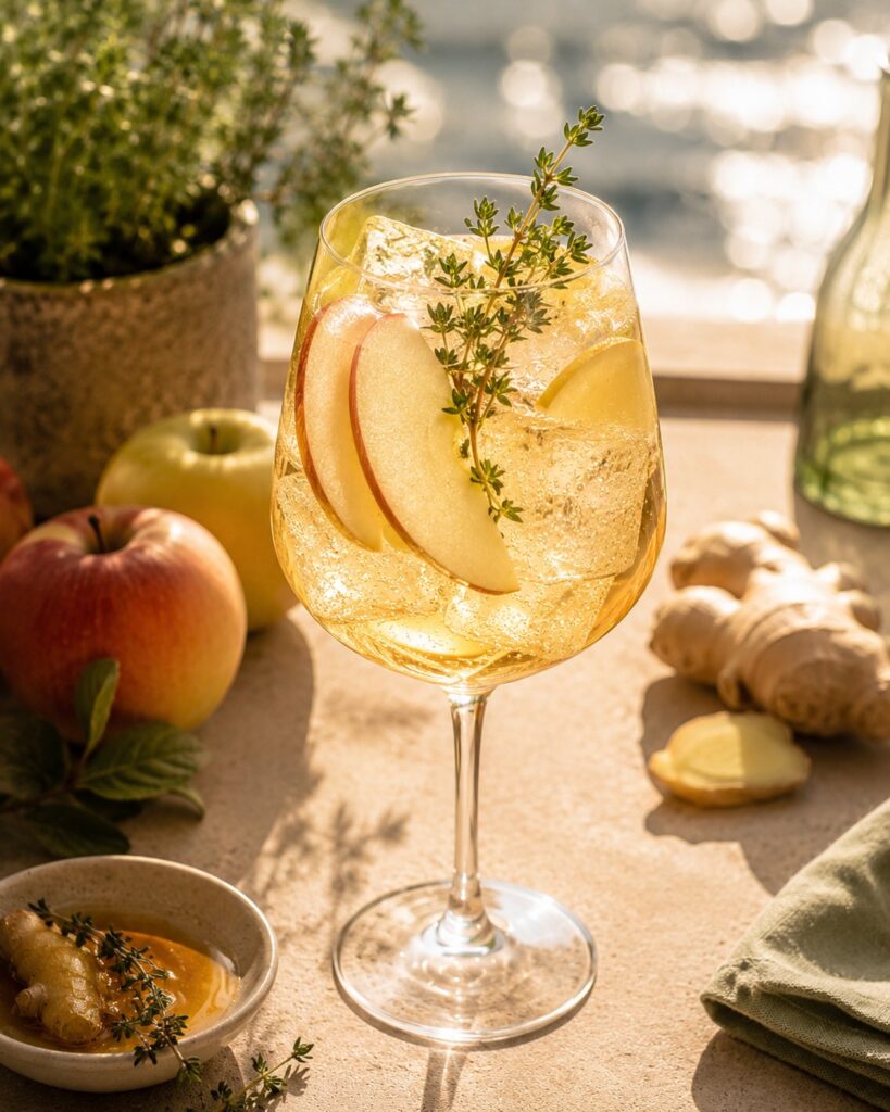 Beyond Aperol: Die neuen Spritz-Trends 2026 6 Ein Glas des Apple Ginger Spritz Cocktails. Einer der Spritz-Trends 2026.