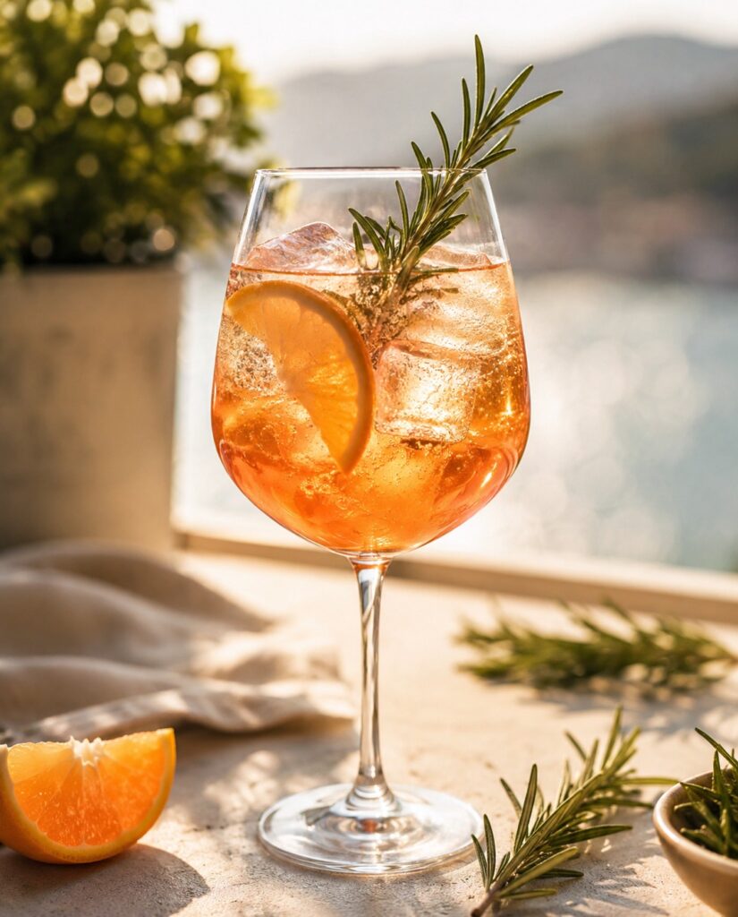 Beyond Aperol: Die neuen Spritz-Trends 2026 3 Ein Glas des Rosemary Citrus Spritz. Einer der Spritz-Trends 2026.