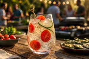 Drinksmeister 1 Ein Glas des herzhaften Cocktail: Tomato Gin Tonic