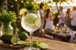 Drinksmeister 1 Ein Glas Gin Tonic mit Gurken-Limetten-Sorbet.