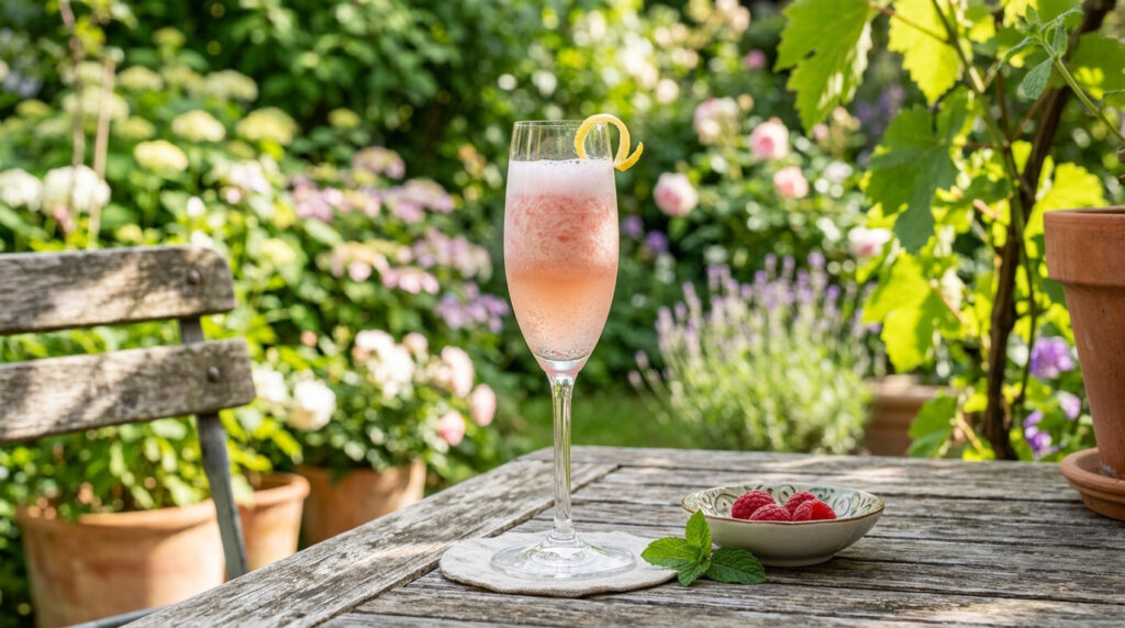 Ein Glas Himbeer-Sgroppino.