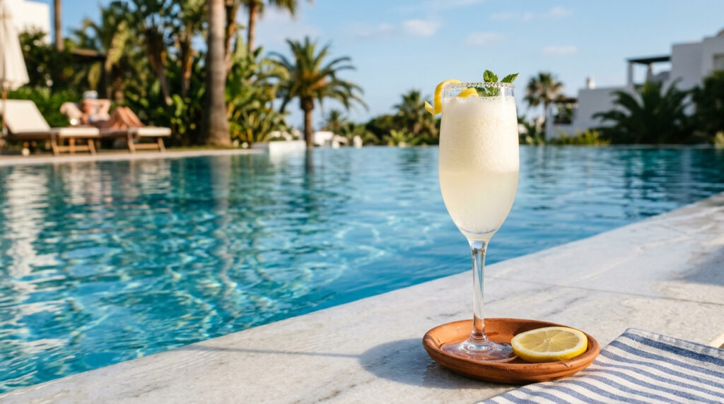 Sgroppino alkoholfrei am Pool.
