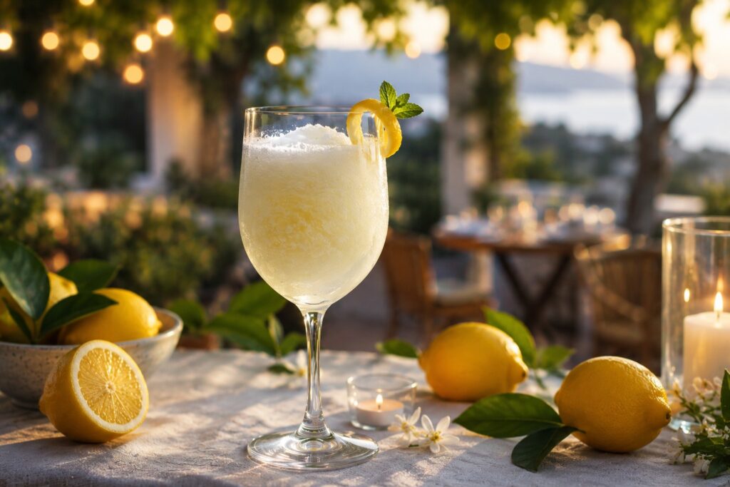 Ein Glas des Sgroppino Cocktails.
