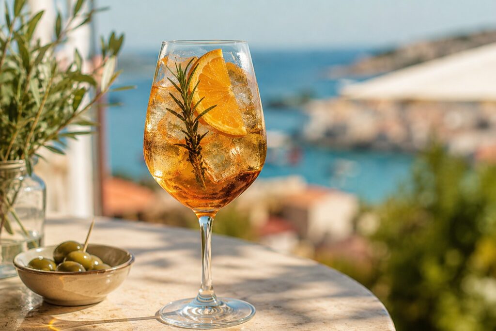 Ein Glas des Vermouth Tonic.