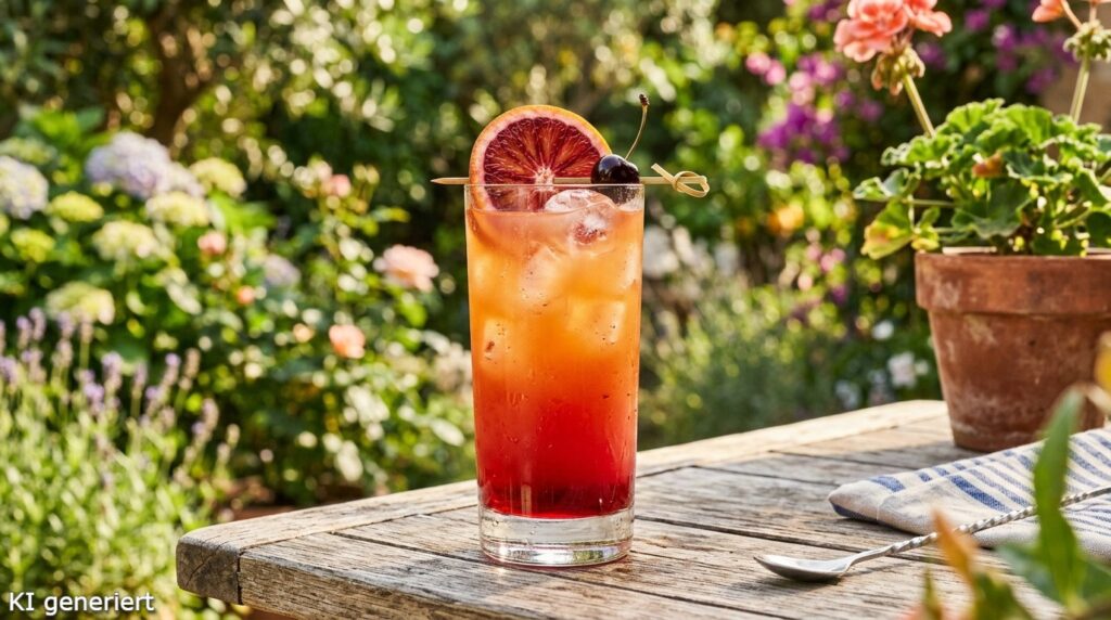 Tequila Sunrise - Wie ein Sonnenaufgang im Glas 3 Ein Glas des Blood Orange Sunrise Cocktail.