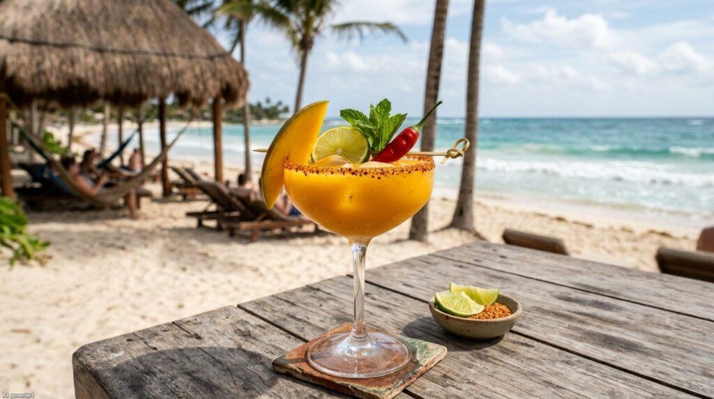 Coconut Chili Margarita - Wenn Kokosnuss auf Chili trifft 4 Eine Coconut Chili Margarita mit Mango.