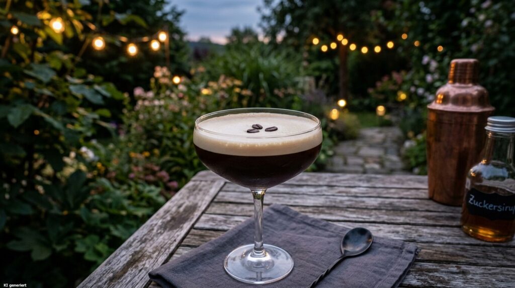 Ein Glas des Espresso Martini Cocktails.