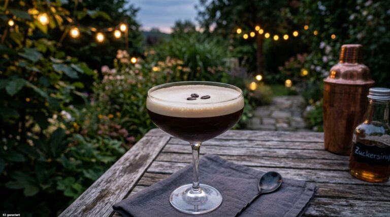 Ein Glas des Espresso Martini Cocktails.
