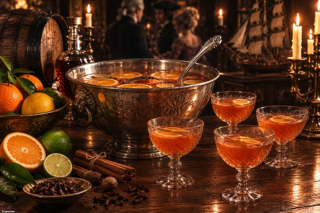 Die Geschichte des Cocktails - Wie aus Spirituosen echte Klassiker wurden 2 Eine Schale mit Punch.