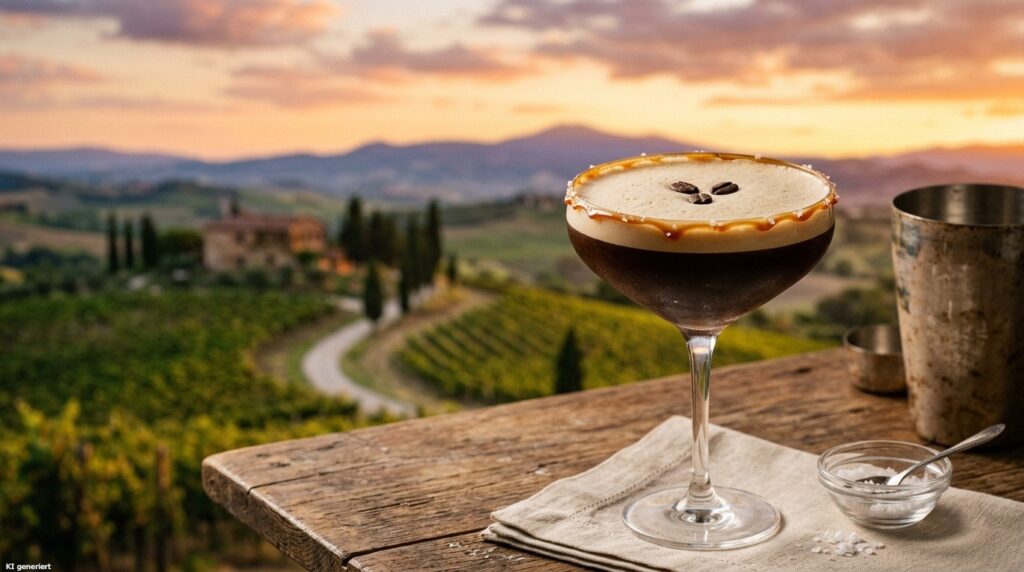 Ein Glas des Salted Caramel Espresso Martini.