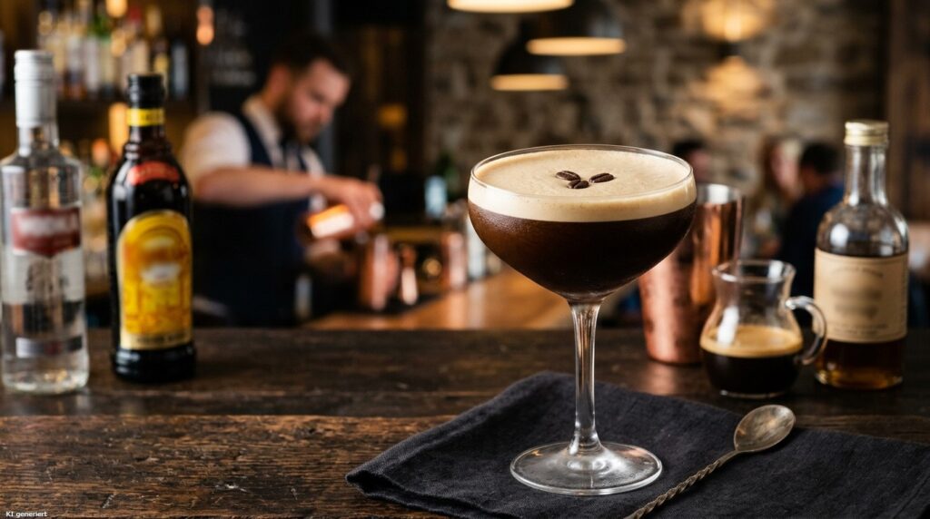 Ein Glas des Vanilla Espresso Martini.