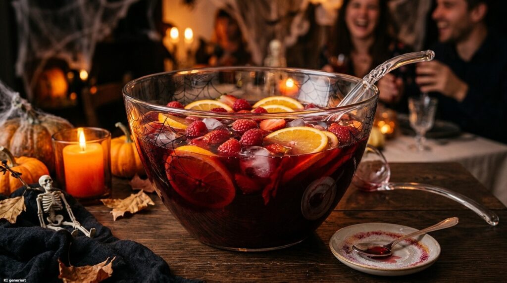 Halloween Bowle für Partys 2 Eine blutige Halloween Bowle.