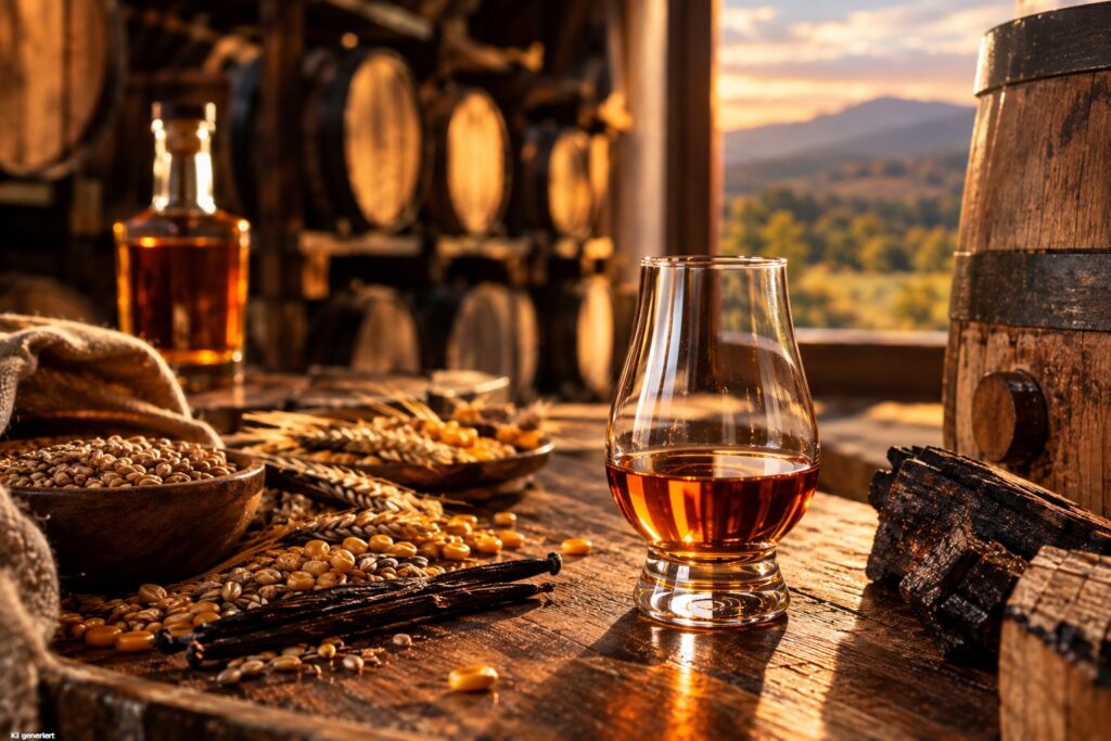 Amerikanischer Whiskey - Bourbon, Rye & Co. 6 Ein Whisky wird in einem Fasskeller verkostet.
