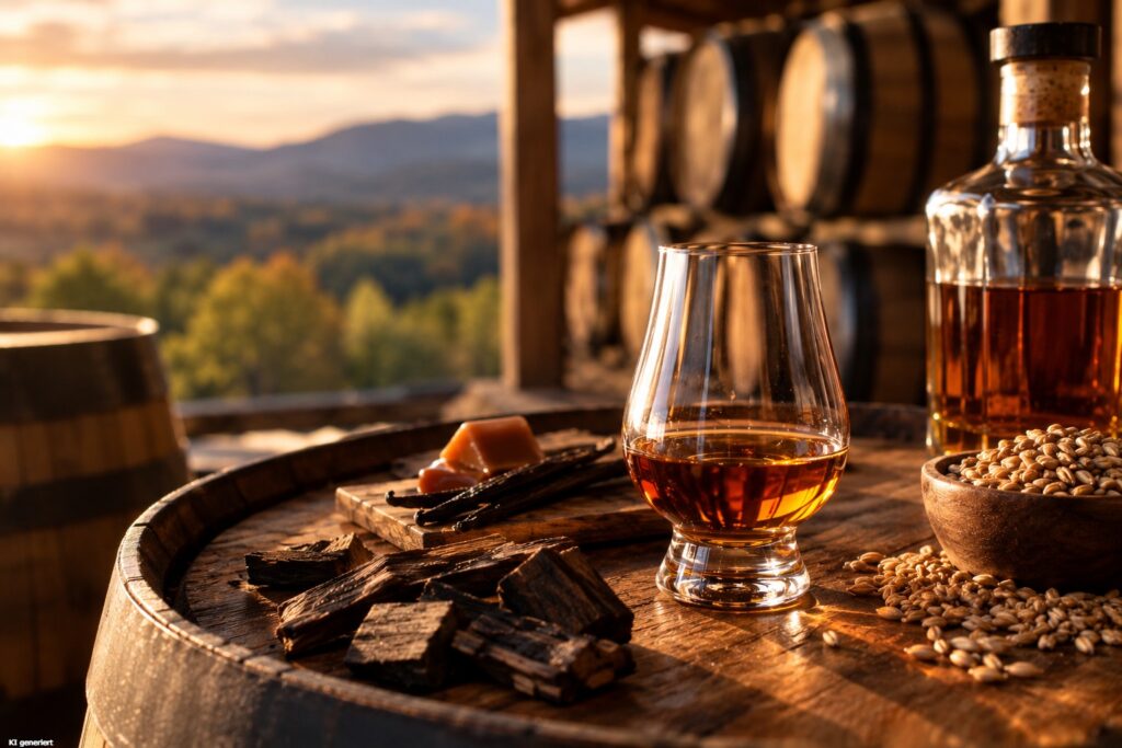 Amerikanischer Whiskey - Bourbon, Rye & Co. 5 Eine Whiskeyverkostung mit schönen Ausblick in die Landschaft.